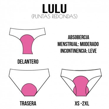 Lulú Bombacha menstrual MODERADA (Talles de 50 a 130cm de cadera)